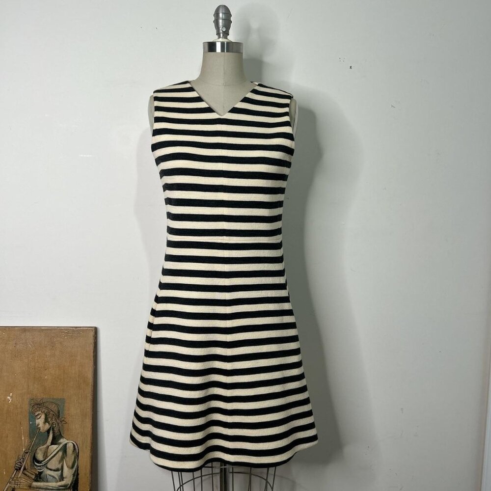 Chloé Charcoal/Off White Striped Wool Dress